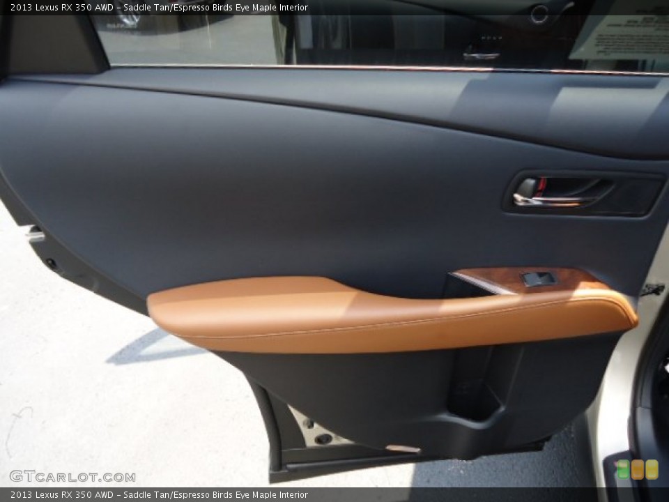 Saddle Tan/Espresso Birds Eye Maple Interior Door Panel for the 2013 Lexus RX 350 AWD #68620028