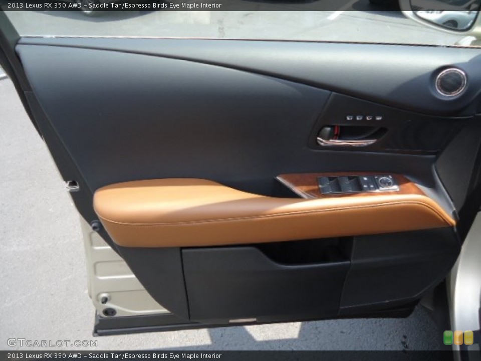 Saddle Tan/Espresso Birds Eye Maple Interior Door Panel for the 2013 Lexus RX 350 AWD #68620034