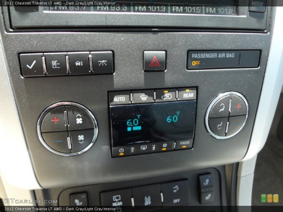 Dark Gray/Light Gray Interior Controls for the 2012 Chevrolet Traverse LT AWD #68627795