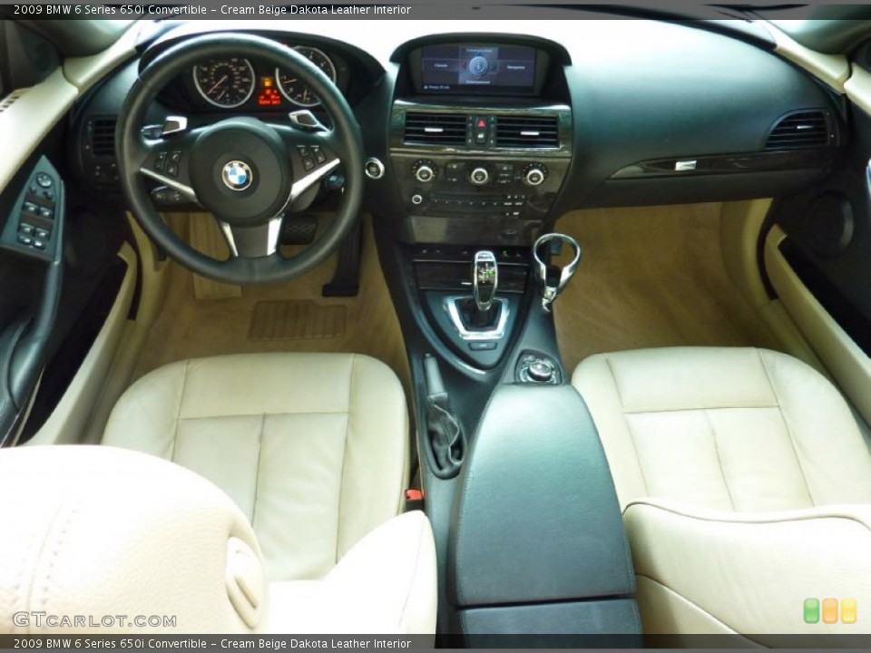 Cream Beige Dakota Leather Interior Dashboard for the 2009 BMW 6 Series 650i Convertible #68628920