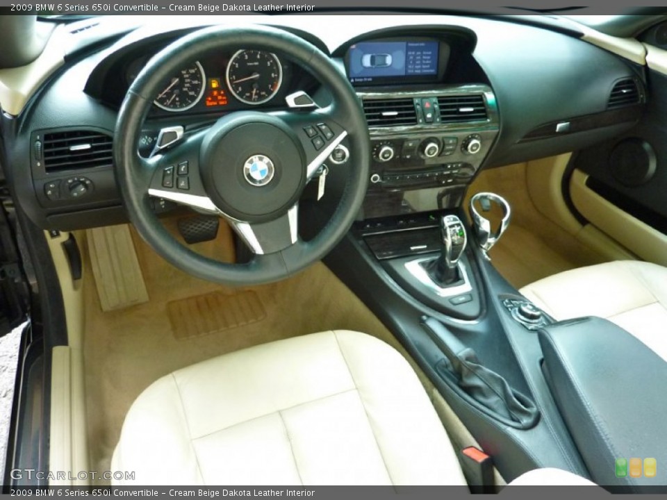 Cream Beige Dakota Leather Interior Prime Interior for the 2009 BMW 6 Series 650i Convertible #68628965