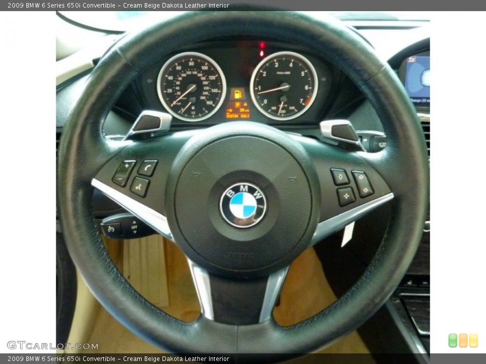 Cream Beige Dakota Leather Interior Steering Wheel for the 2009 BMW 6 Series 650i Convertible #68628968