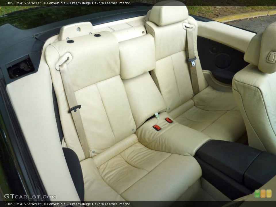 Cream Beige Dakota Leather Interior Rear Seat for the 2009 BMW 6 Series 650i Convertible #68628986