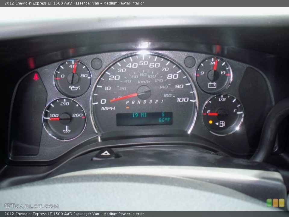 Medium Pewter Interior Gauges for the 2012 Chevrolet Express LT 1500 AWD Passenger Van #68644549