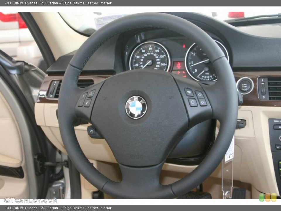 Beige Dakota Leather Interior Steering Wheel for the 2011 BMW 3 Series 328i Sedan #68647267
