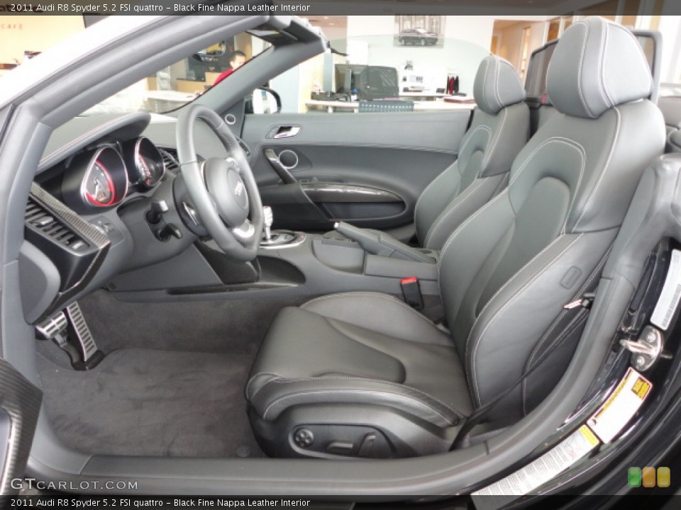 Black Fine Nappa Leather Interior Front Seat for the 2011 Audi R8 Spyder 5.2 FSI quattro #68652016