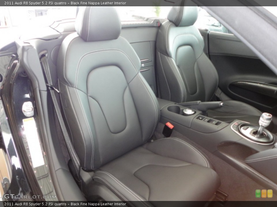 Black Fine Nappa Leather Interior Front Seat for the 2011 Audi R8 Spyder 5.2 FSI quattro #68652070