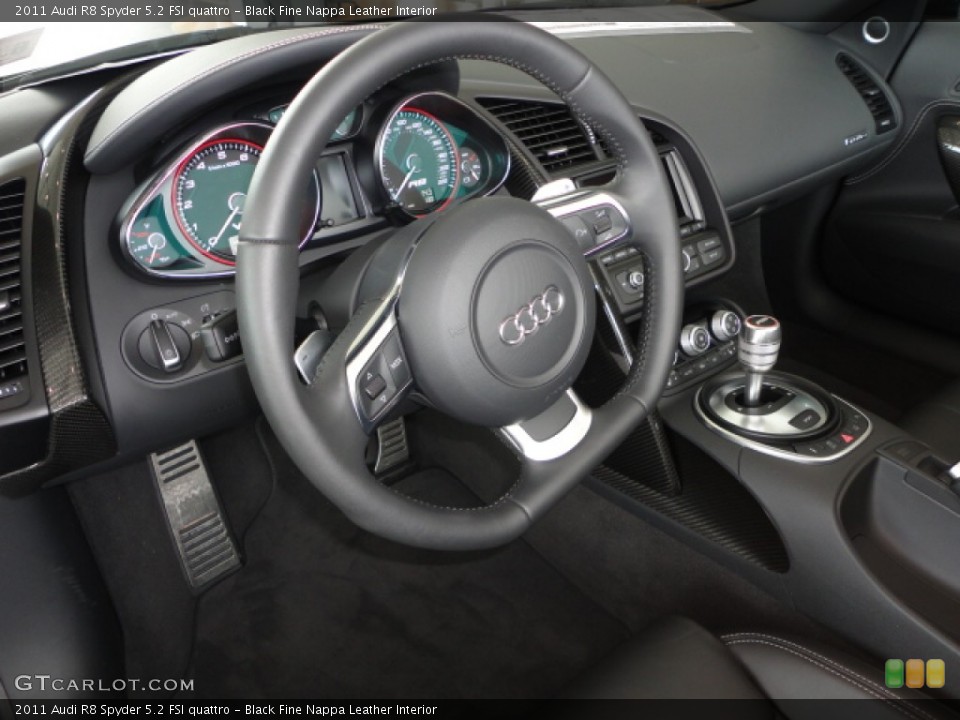 Black Fine Nappa Leather Interior Steering Wheel for the 2011 Audi R8 Spyder 5.2 FSI quattro #68652088