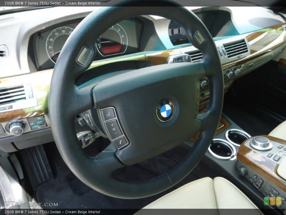 Cream Beige Interior Steering Wheel for the 2008 BMW 7 Series 750Li Sedan #68693593