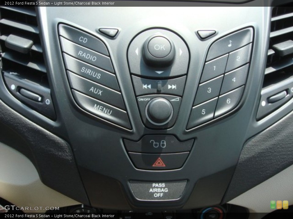 Light Stone/Charcoal Black Interior Controls for the 2012 Ford Fiesta S Sedan #68710153