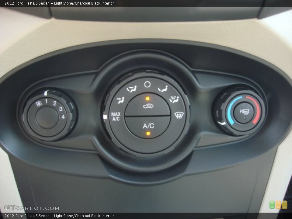 Light Stone/Charcoal Black Interior Controls for the 2012 Ford Fiesta S Sedan #68710162