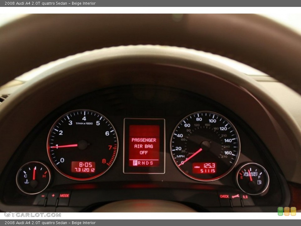 Beige Interior Gauges for the 2008 Audi A4 2.0T quattro Sedan #68711412