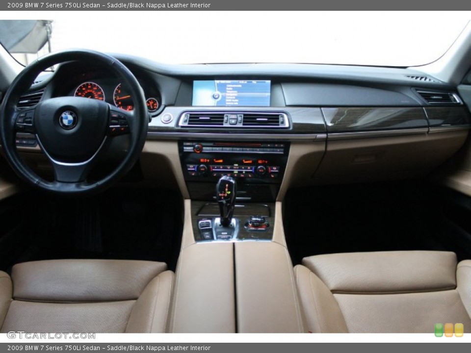 Saddle/Black Nappa Leather Interior Dashboard for the 2009 BMW 7 Series 750Li Sedan #68715688