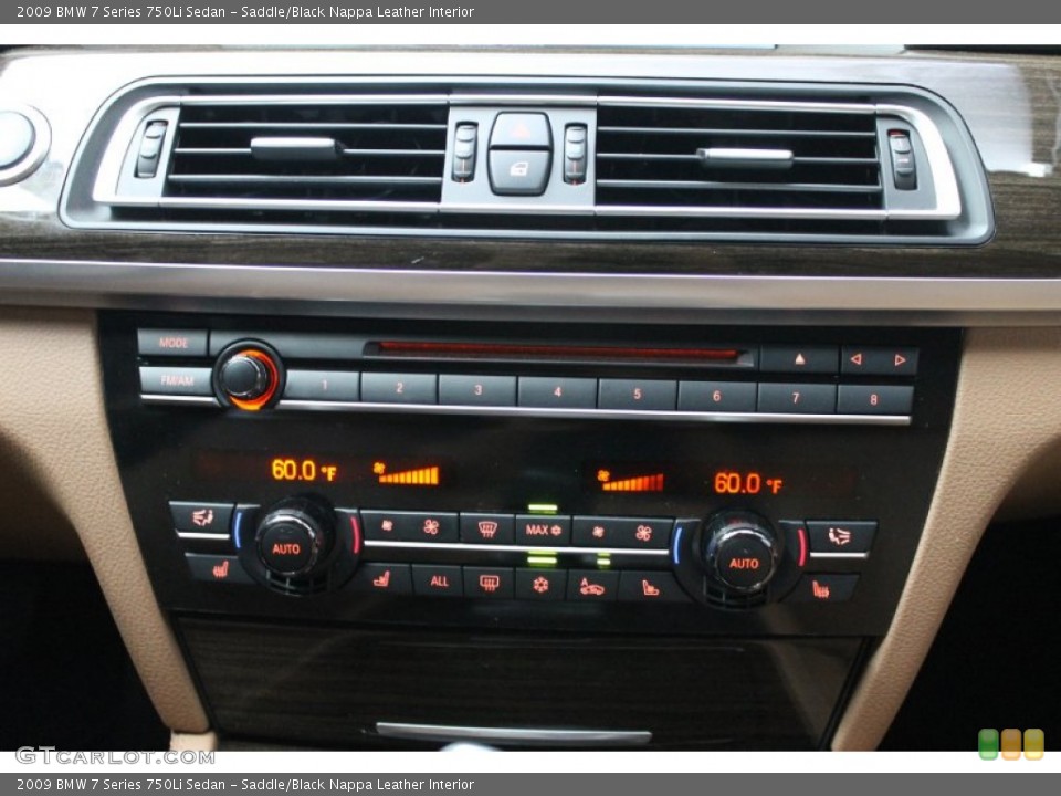 Saddle/Black Nappa Leather Interior Controls for the 2009 BMW 7 Series 750Li Sedan #68715709