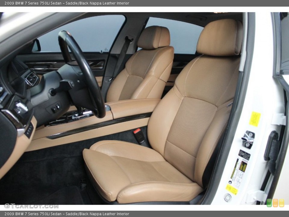 Saddle/Black Nappa Leather Interior Front Seat for the 2009 BMW 7 Series 750Li Sedan #68715718