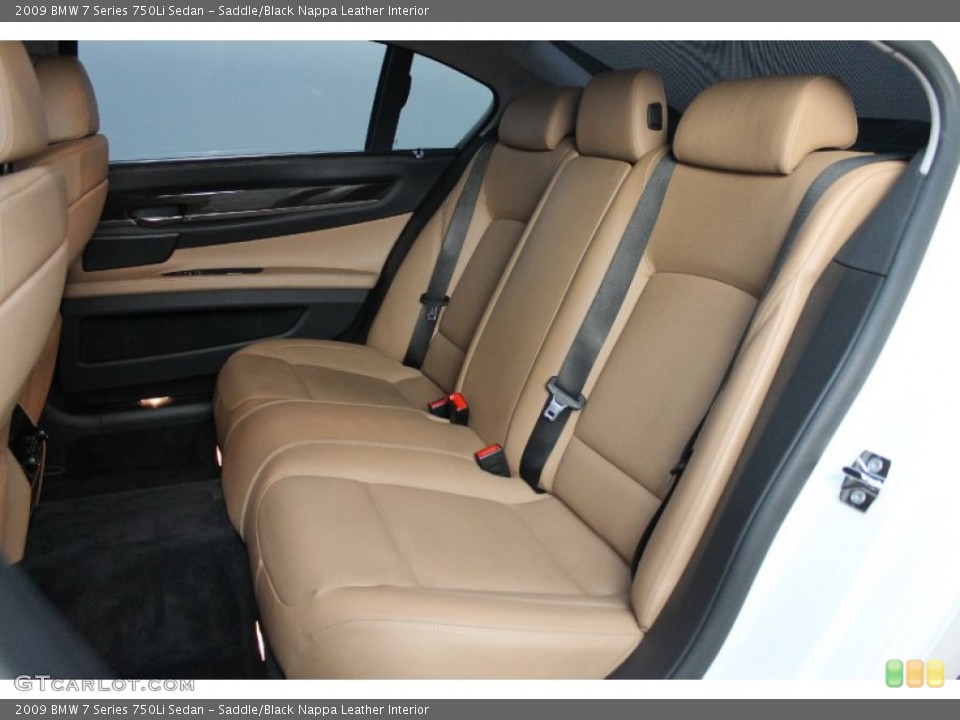 Saddle/Black Nappa Leather Interior Rear Seat for the 2009 BMW 7 Series 750Li Sedan #68715733