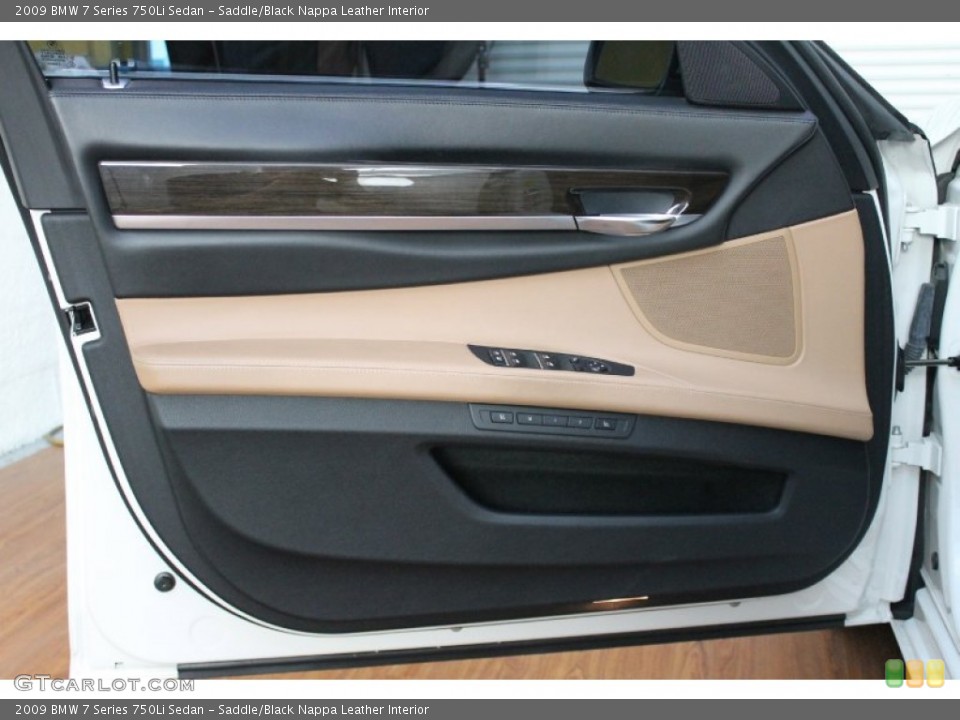 Saddle/Black Nappa Leather Interior Door Panel for the 2009 BMW 7 Series 750Li Sedan #68715787