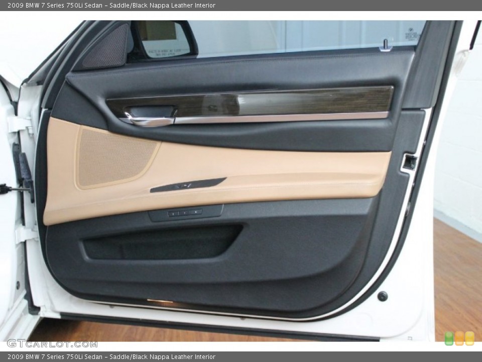 Saddle/Black Nappa Leather Interior Door Panel for the 2009 BMW 7 Series 750Li Sedan #68715793