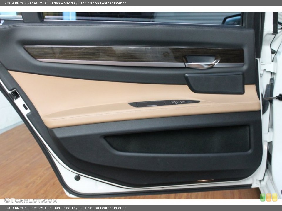 Saddle/Black Nappa Leather Interior Door Panel for the 2009 BMW 7 Series 750Li Sedan #68715802