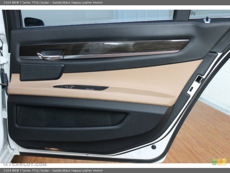 Saddle/Black Nappa Leather Interior Door Panel for the 2009 BMW 7 Series 750Li Sedan #68715811