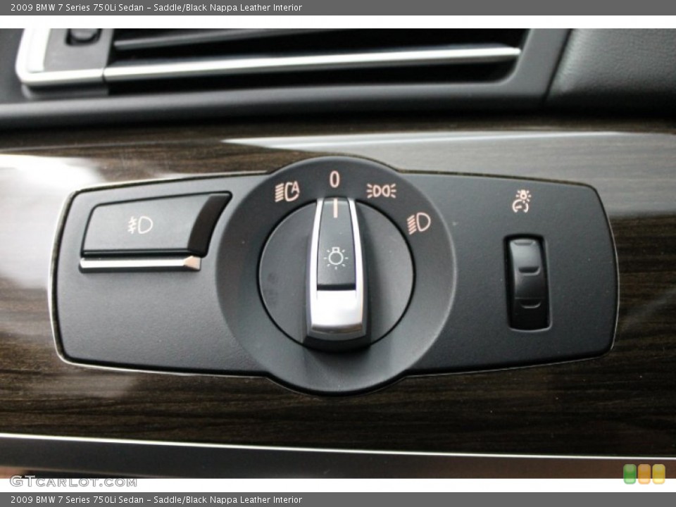Saddle/Black Nappa Leather Interior Controls for the 2009 BMW 7 Series 750Li Sedan #68715892