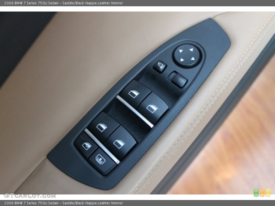 Saddle/Black Nappa Leather Interior Controls for the 2009 BMW 7 Series 750Li Sedan #68715925