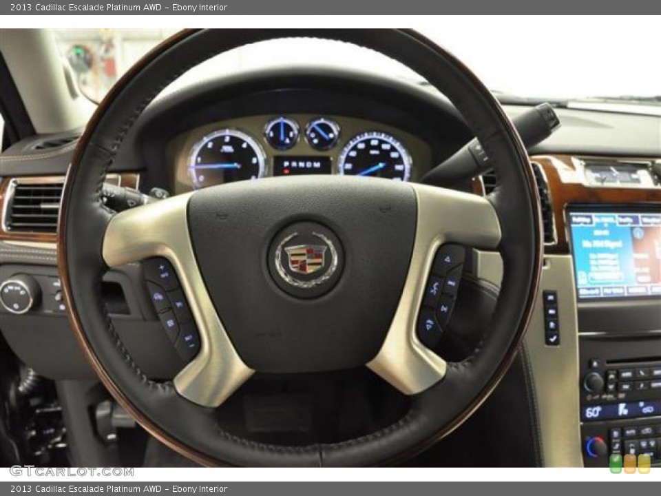 Ebony Interior Steering Wheel for the 2013 Cadillac Escalade Platinum AWD #68728240