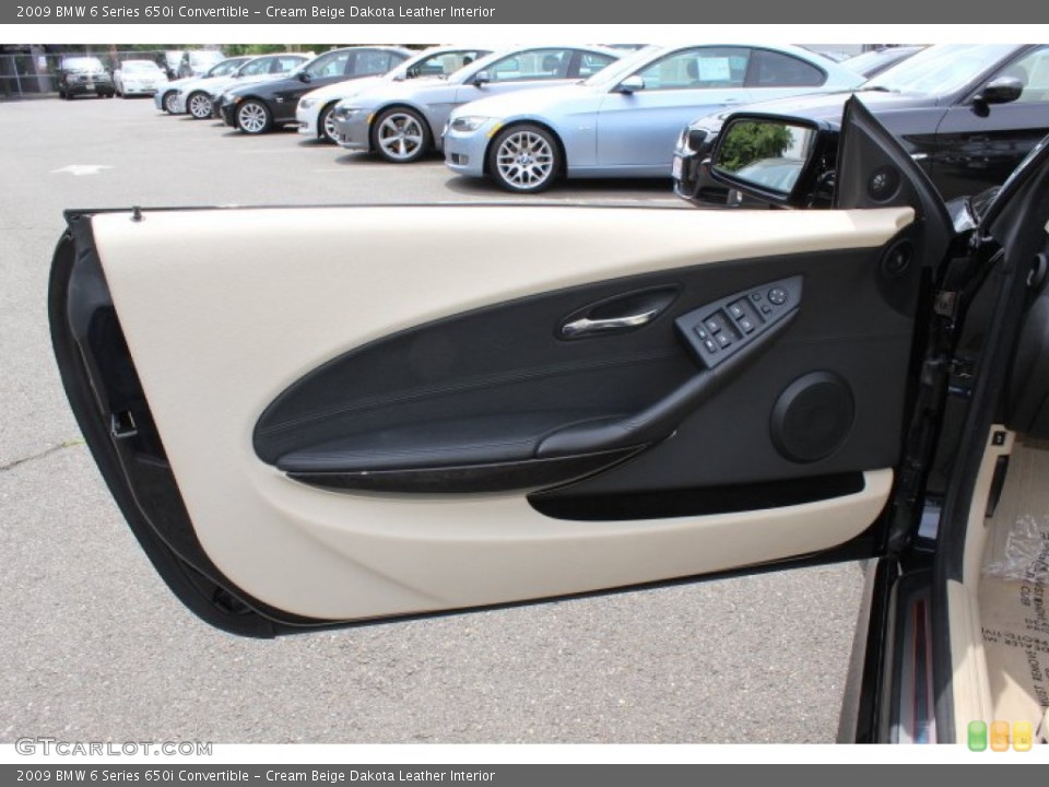 Cream Beige Dakota Leather Interior Door Panel for the 2009 BMW 6 Series 650i Convertible #68731252
