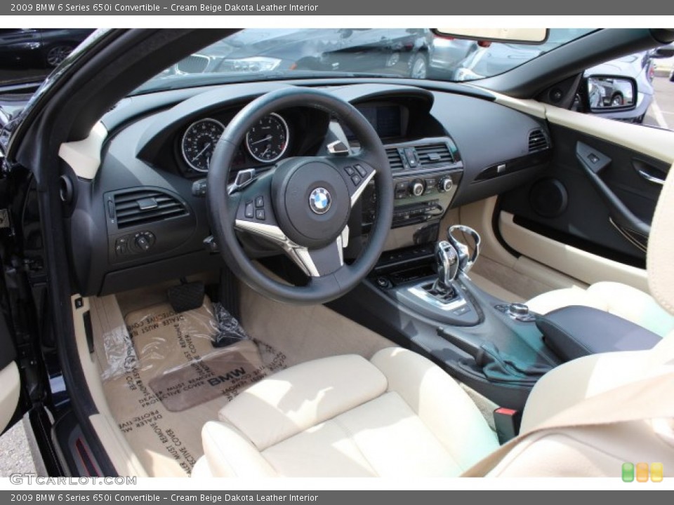 Cream Beige Dakota Leather Interior Prime Interior for the 2009 BMW 6 Series 650i Convertible #68731261