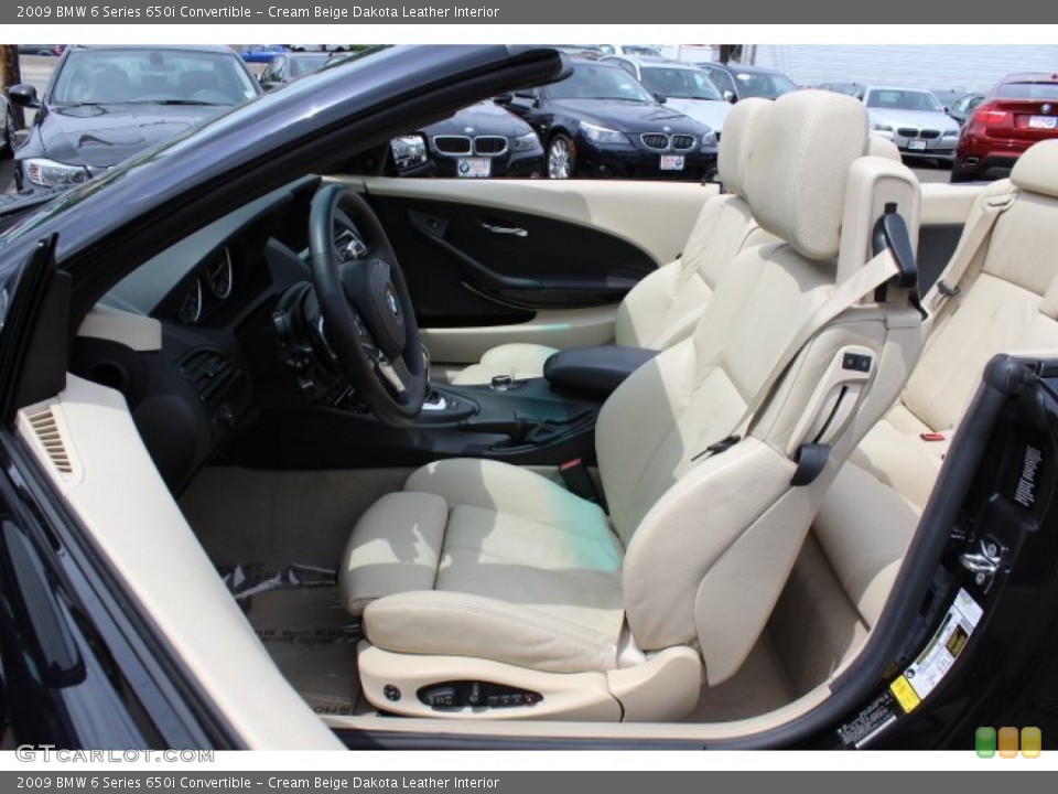 Cream Beige Dakota Leather Interior Front Seat for the 2009 BMW 6 Series 650i Convertible #68731270