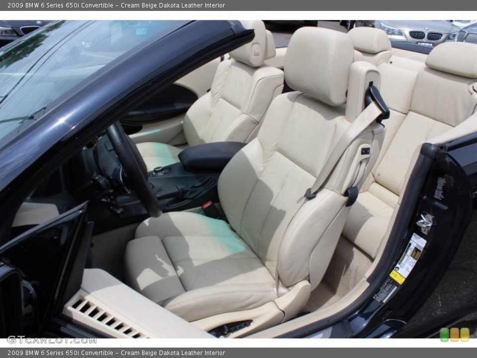 Cream Beige Dakota Leather Interior Front Seat for the 2009 BMW 6 Series 650i Convertible #68731279
