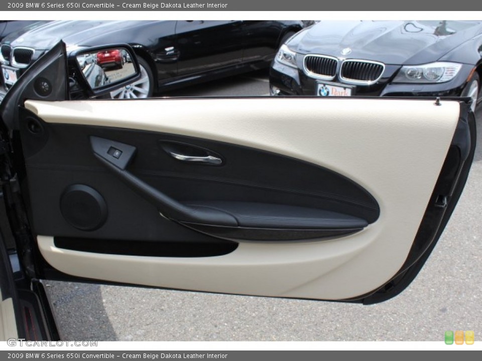 Cream Beige Dakota Leather Interior Door Panel for the 2009 BMW 6 Series 650i Convertible #68731354