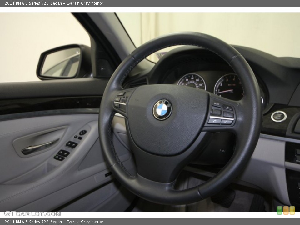 Everest Gray Interior Steering Wheel for the 2011 BMW 5 Series 528i Sedan #68735626