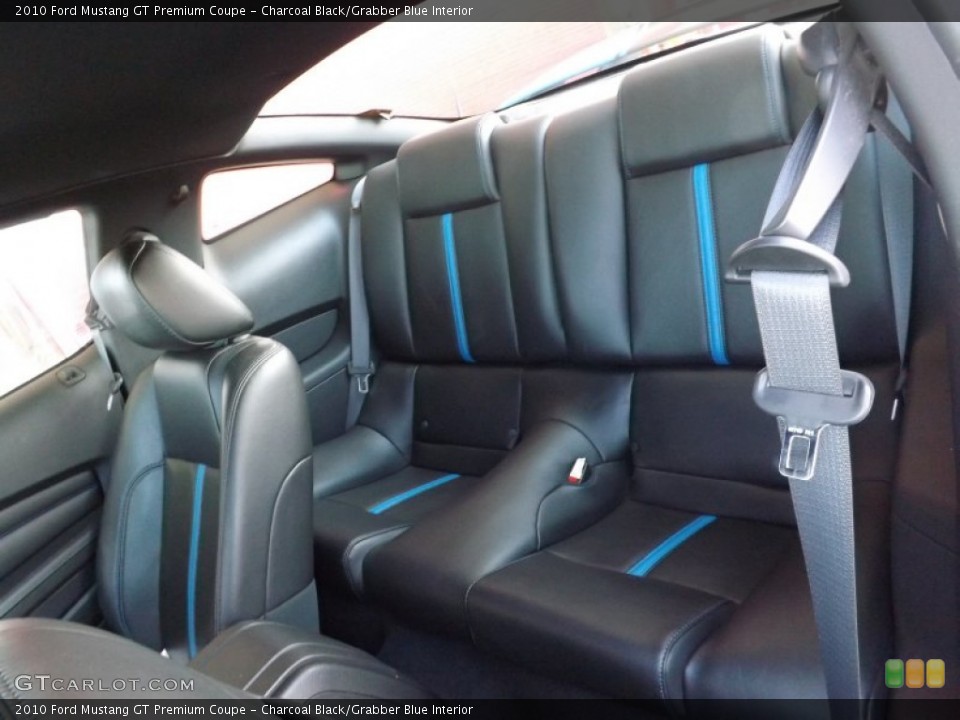 Charcoal Black/Grabber Blue Interior Rear Seat for the 2010 Ford Mustang GT Premium Coupe #68739993