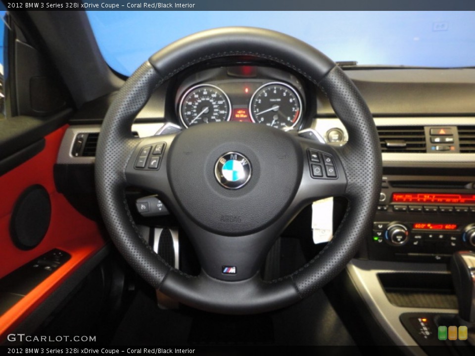 Coral Red/Black Interior Steering Wheel for the 2012 BMW 3 Series 328i xDrive Coupe #68747722