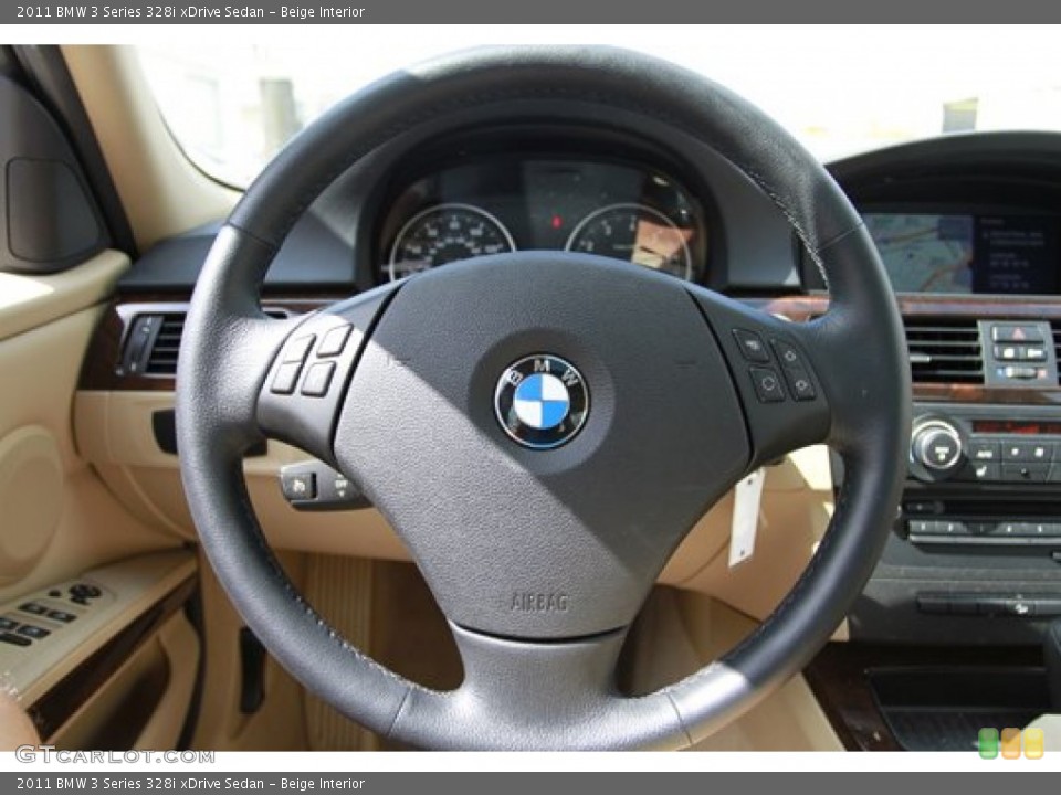 Beige Interior Steering Wheel for the 2011 BMW 3 Series 328i xDrive Sedan #68749204