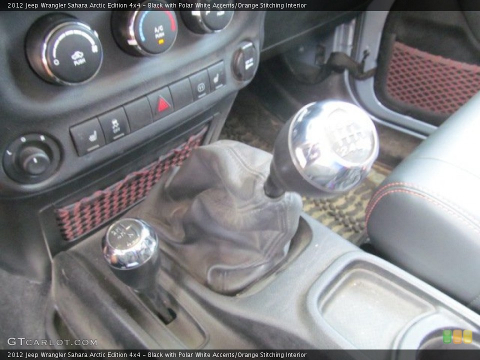 Black with Polar White Accents/Orange Stitching Interior Transmission for the 2012 Jeep Wrangler Sahara Arctic Edition 4x4 #68752821