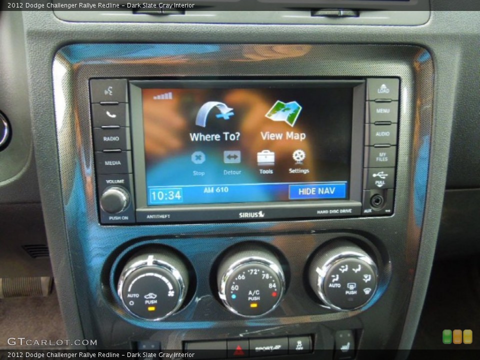 Dark Slate Gray Interior Controls for the 2012 Dodge Challenger Rallye Redline #68767273