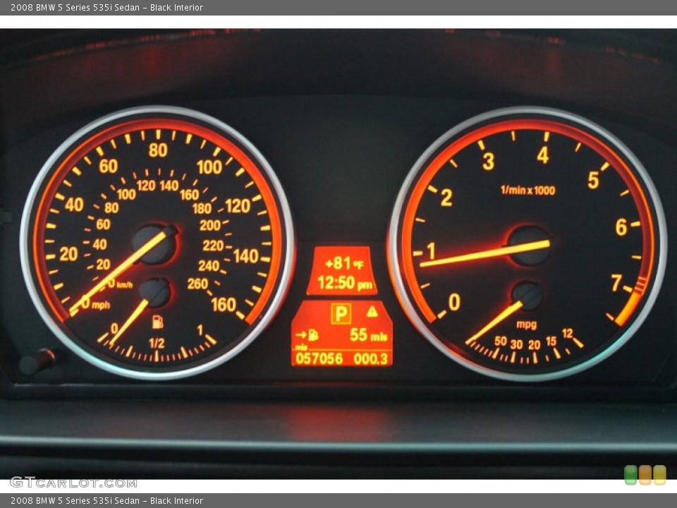 Black Interior Gauges for the 2008 BMW 5 Series 535i Sedan #68789450