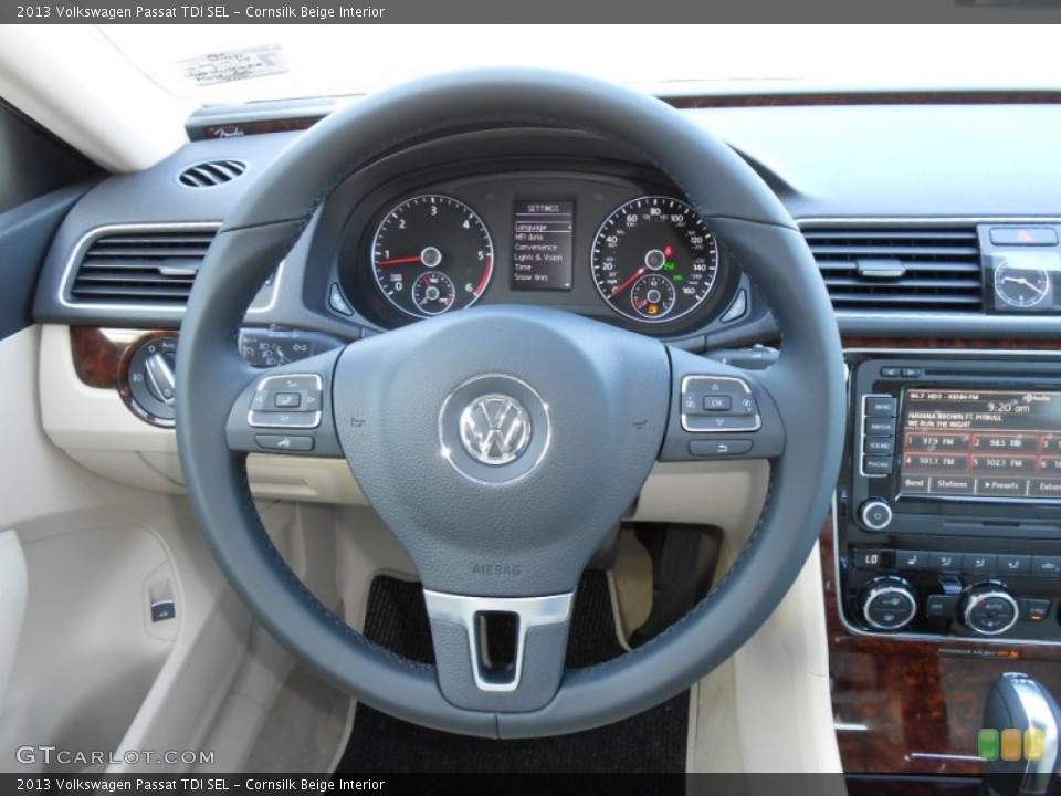 Cornsilk Beige Interior Steering Wheel for the 2013 Volkswagen Passat TDI SEL #68813477