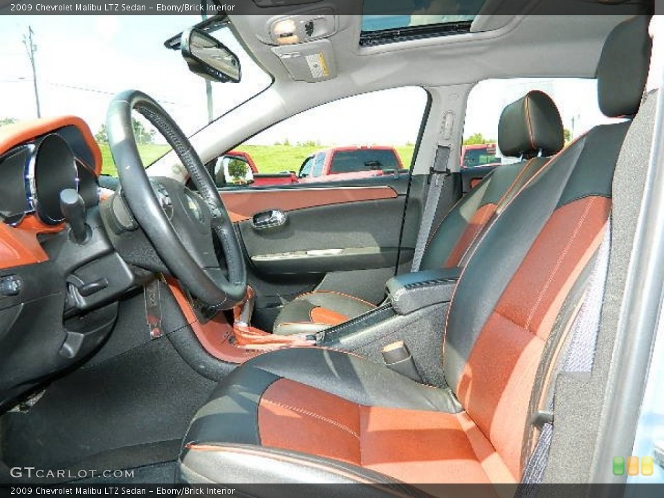 Ebony/Brick Interior Front Seat for the 2009 Chevrolet Malibu LTZ Sedan #68814974
