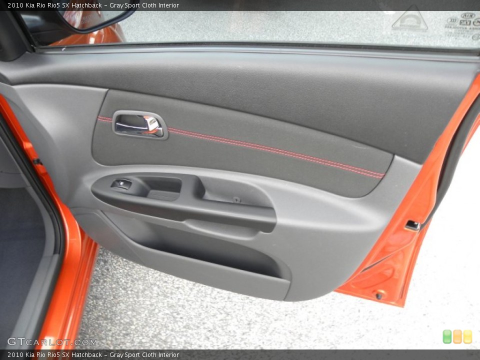Gray Sport Cloth Interior Door Panel for the 2010 Kia Rio Rio5 SX Hatchback #68819585