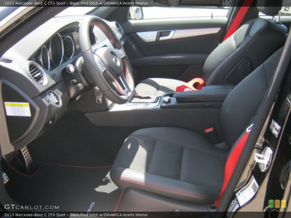 Black/Red Stitch w/DINAMICA Inserts Interior Photo for the 2013 Mercedes-Benz C 250 Sport #68830872