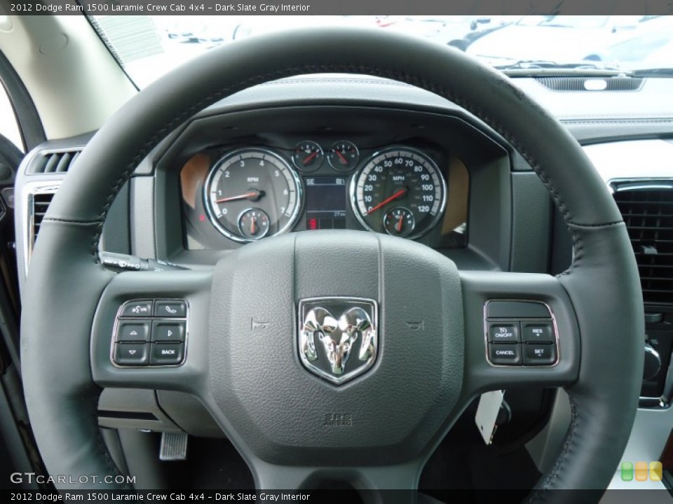 Dark Slate Gray Interior Steering Wheel for the 2012 Dodge Ram 1500 Laramie Crew Cab 4x4 #68831493