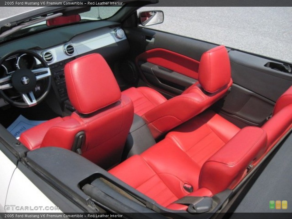 Red Leather Interior Photo for the 2005 Ford Mustang V6 Premium Convertible #68834769