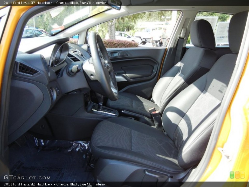 Charcoal Black/Blue Cloth Interior Front Seat for the 2011 Ford Fiesta SES Hatchback #68836788