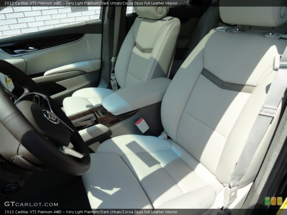 Very Light Platinum/Dark Urban/Cocoa Opus Full Leather Interior Front Seat for the 2013 Cadillac XTS Platinum AWD #68842734