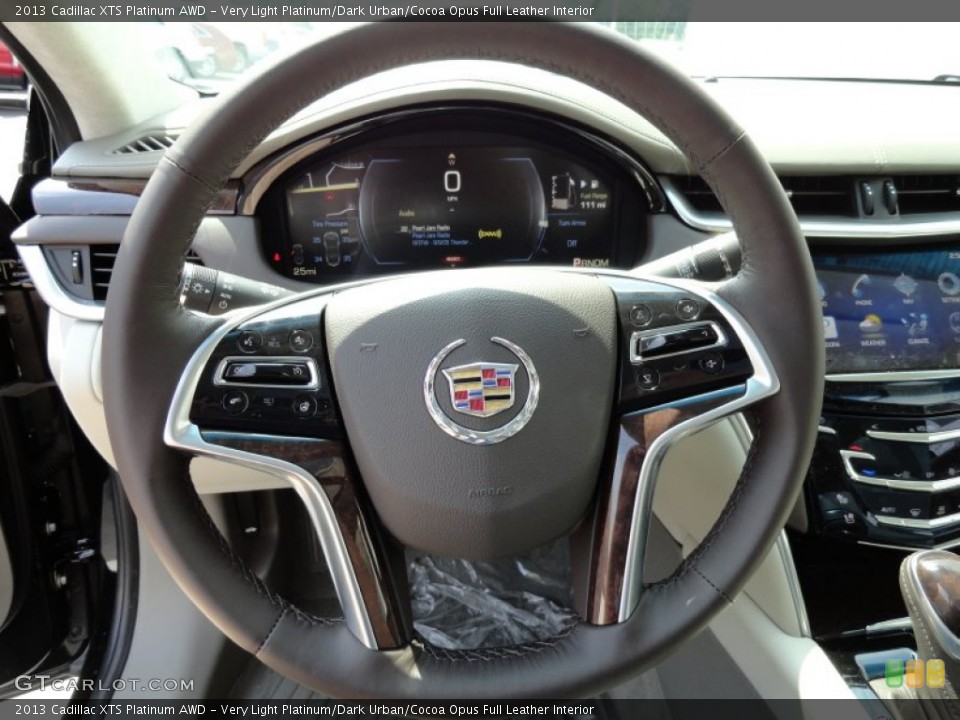 Very Light Platinum/Dark Urban/Cocoa Opus Full Leather Interior Steering Wheel for the 2013 Cadillac XTS Platinum AWD #68842788