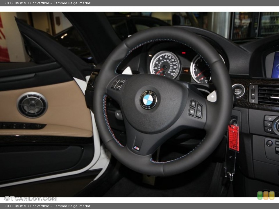 Bamboo Beige Interior Steering Wheel for the 2012 BMW M3 Convertible #68845614