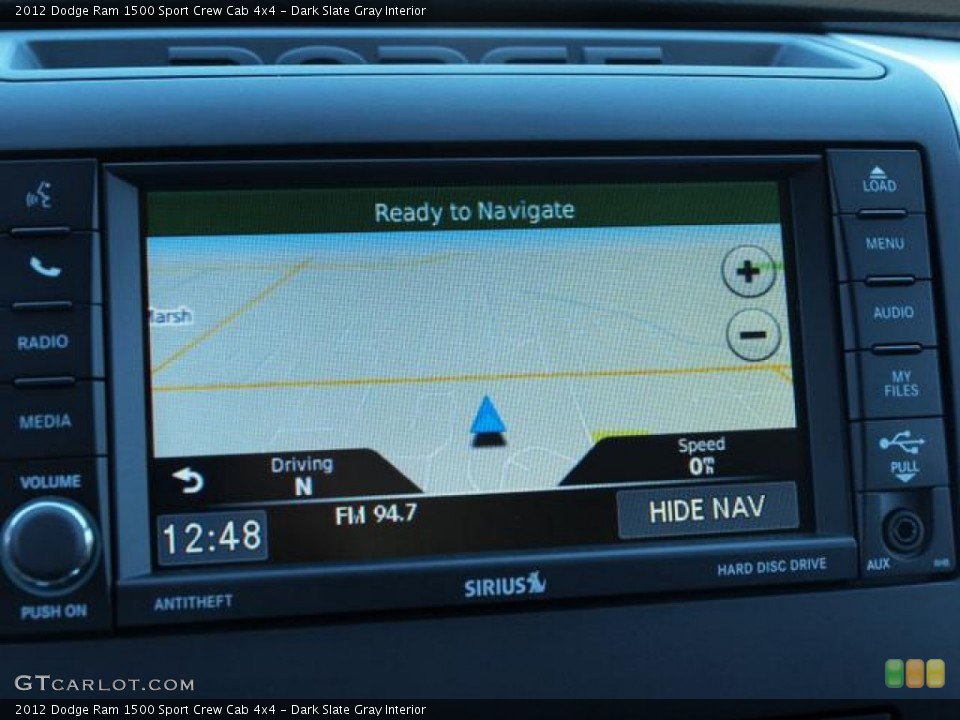 Dark Slate Gray Interior Navigation for the 2012 Dodge Ram 1500 Sport Crew Cab 4x4 #68854584